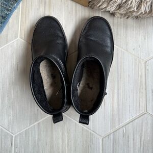 Black Leather UGG Mini Ankle Boots
